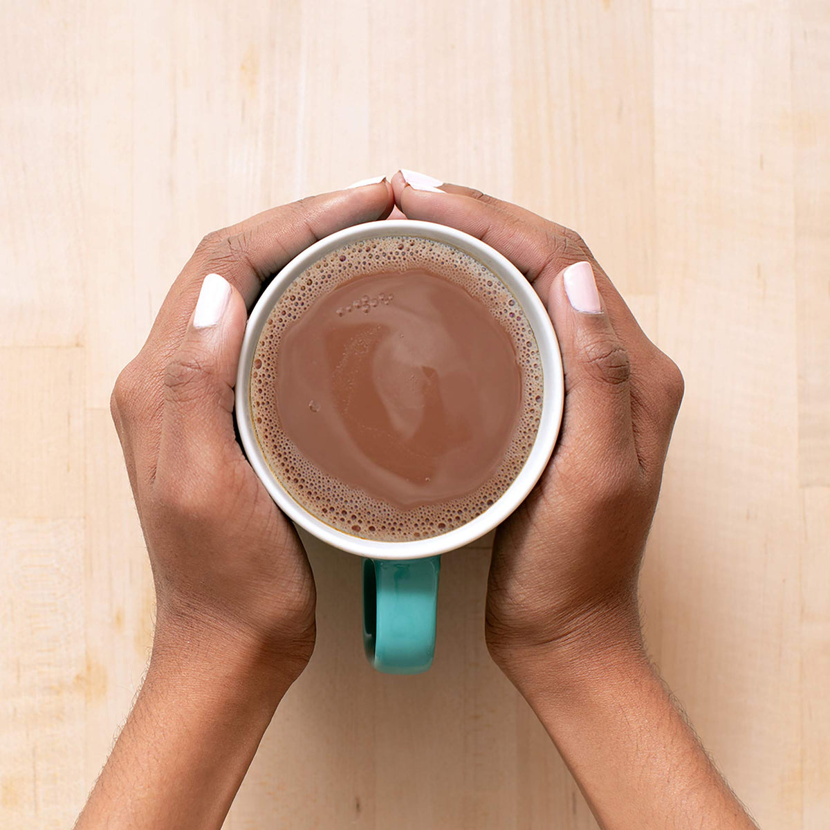 The Original Donut Shop Mocha One-Step Latte pour creates cafe-like experience.