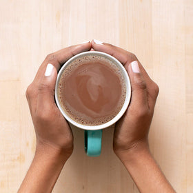 The Original Donut Shop Mocha One-Step Latte pour creates cafe-like experience.