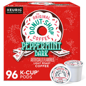 The Original Donut Shop Peppermint Bark coffee cup ready for a refreshing morning boost.