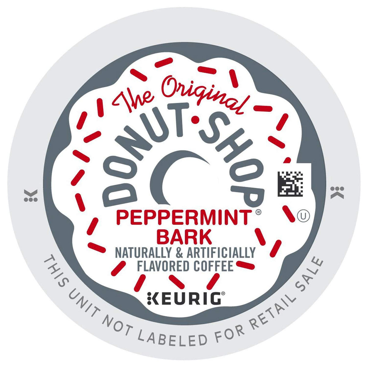 The Original Donut Shop Peppermint Bark K-Cup pod in box, ready for a fresh brew.