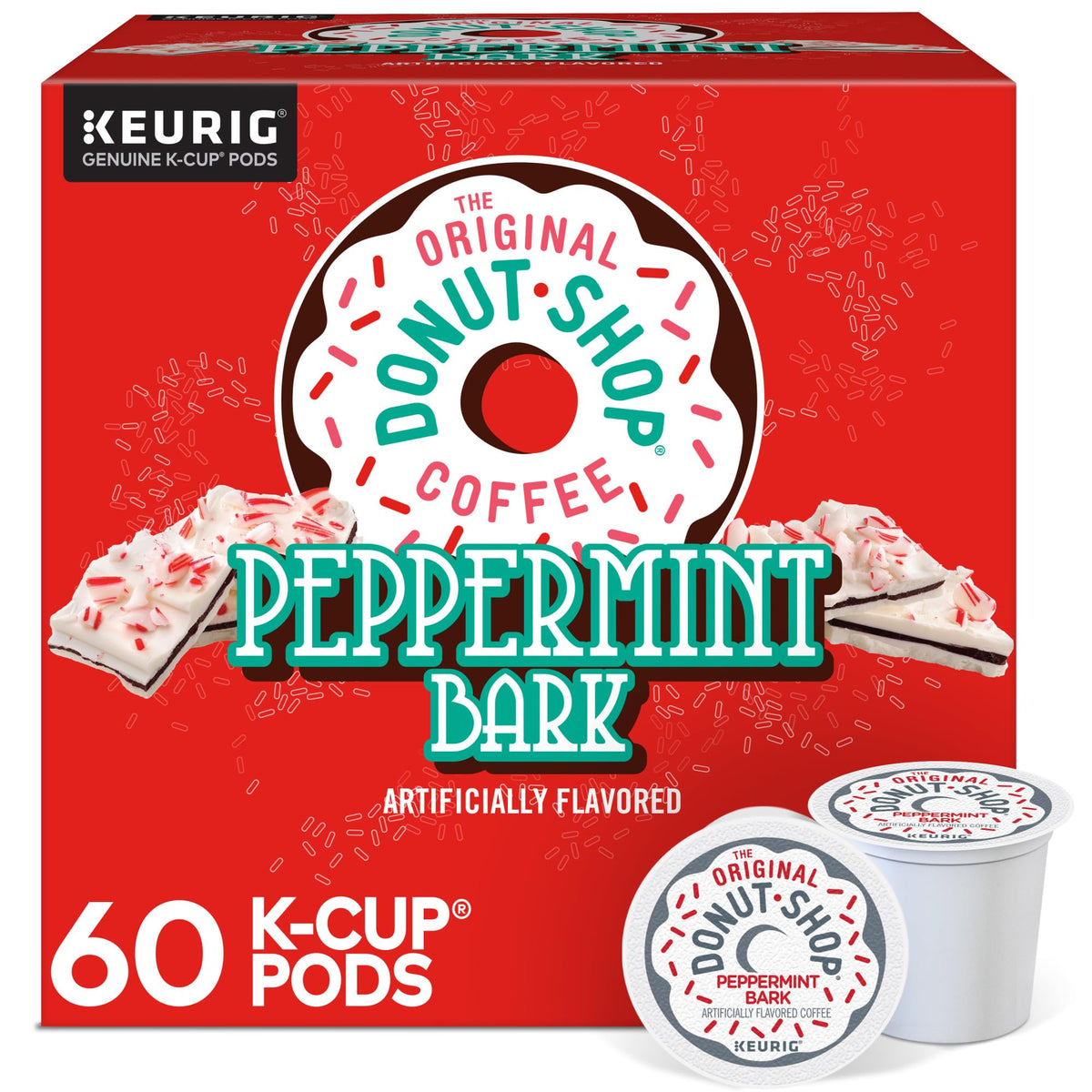 The Original Donut Shop Peppermint Bark K-Cup pods for easy single-serve brewing.