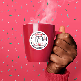 The Original Donut Shop Peppermint Bark K-Cup on a Keurig brewer ready to brew 12 oz.