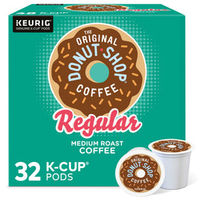 The Original Donut Shop Regular coffee pods pack for Keurig brewers, bold flavor.