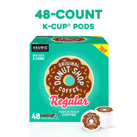 A hot cup of The Original Donut Shop Regular coffee ready to enjoy