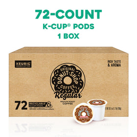 The Original Donut Shop Regular K-Cup Pods medium roast label highlighting balanced flavor.