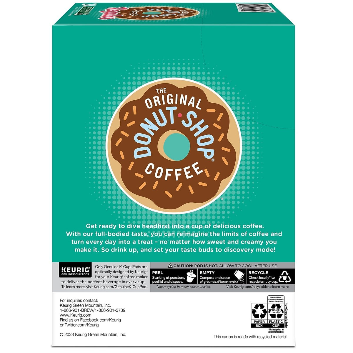 Recyclable K-Cup pods support convenient disposal and reuse.