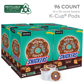 The Original Donut Shop Snickers coffee brewing in a Keurig for quick flavor.