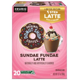 Dessert-inspired Sundae Fundae Latte flavor cues on packaging