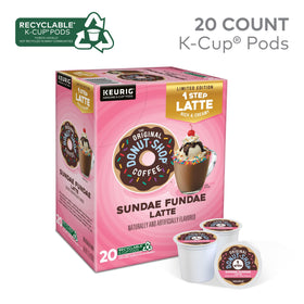 Sundae Fundae Latte K‑Cup pod pack displaying chocolate, vanilla, walnut flavors
