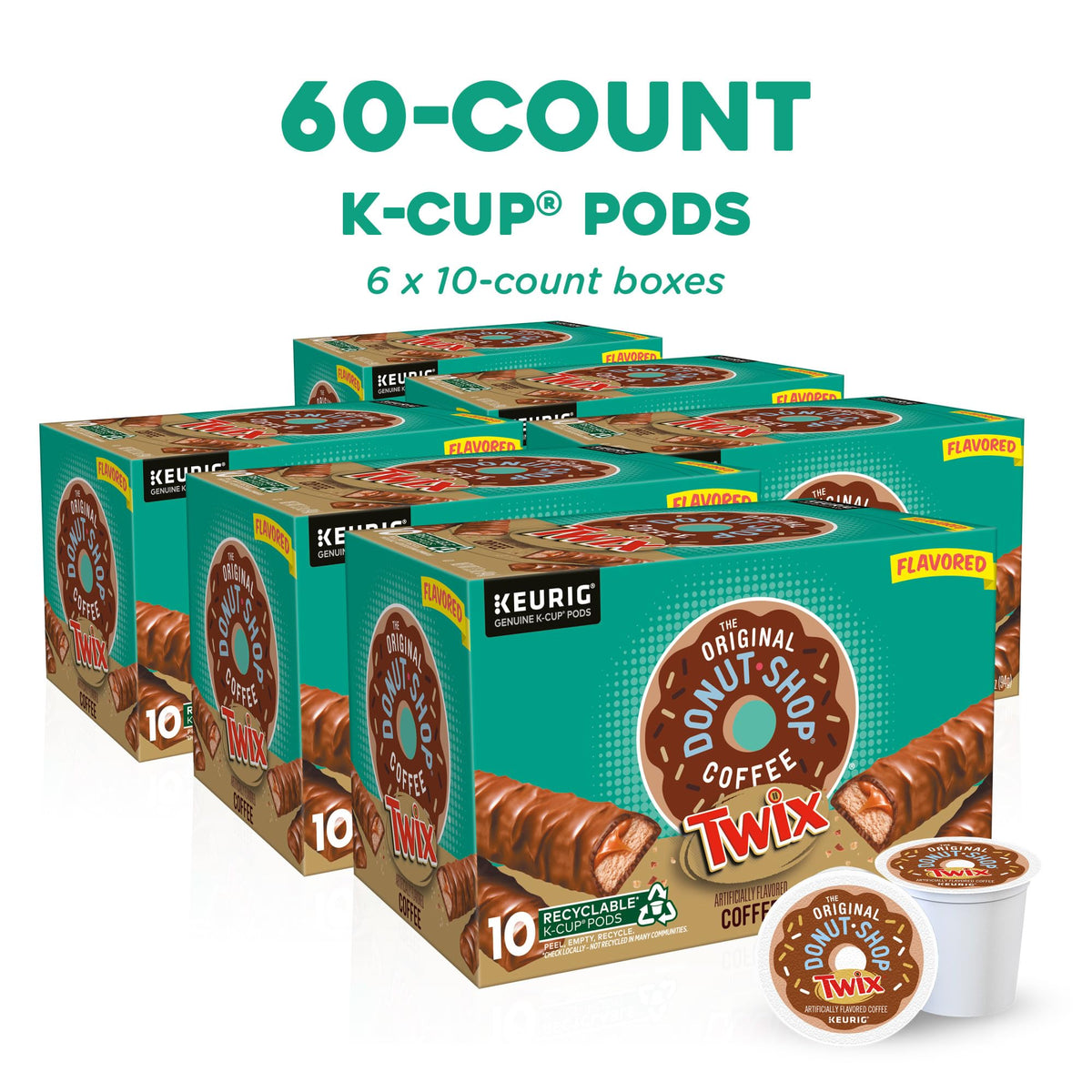 The Original Donut Shop Twix coffee pod stack for easy bulk shopping.