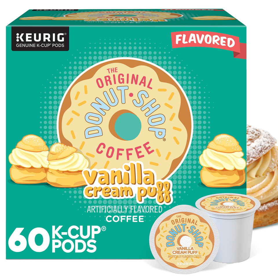 The Original Donut Shop Vanilla Cream Puff K-Cup pod ready for a bold morning brew.