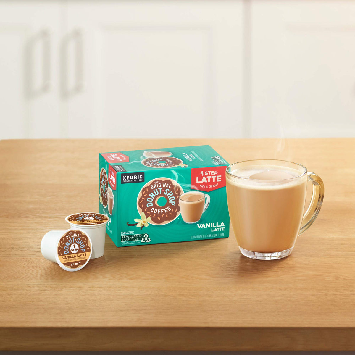 Recyclable K-Cup box representing eco-friendly single-serve pod.