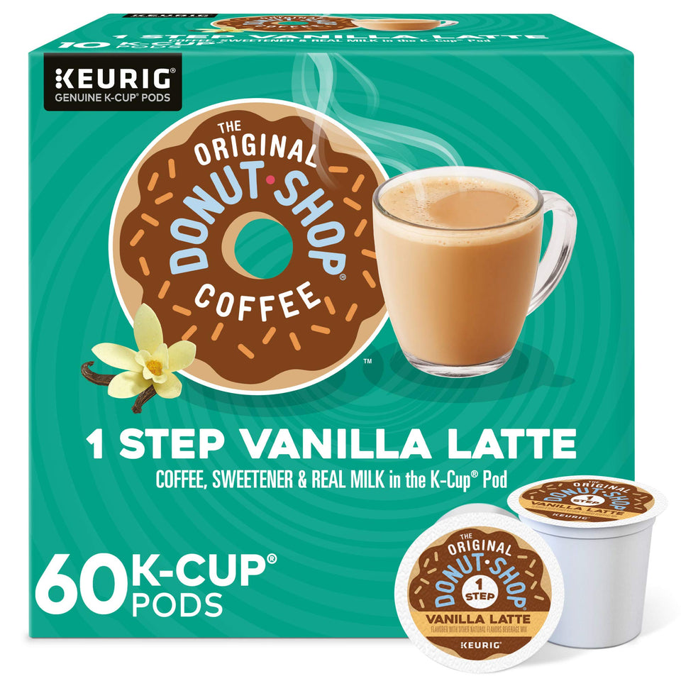The Original Donut Shop Vanilla One-Step Latte pod for a quick café-style latte.