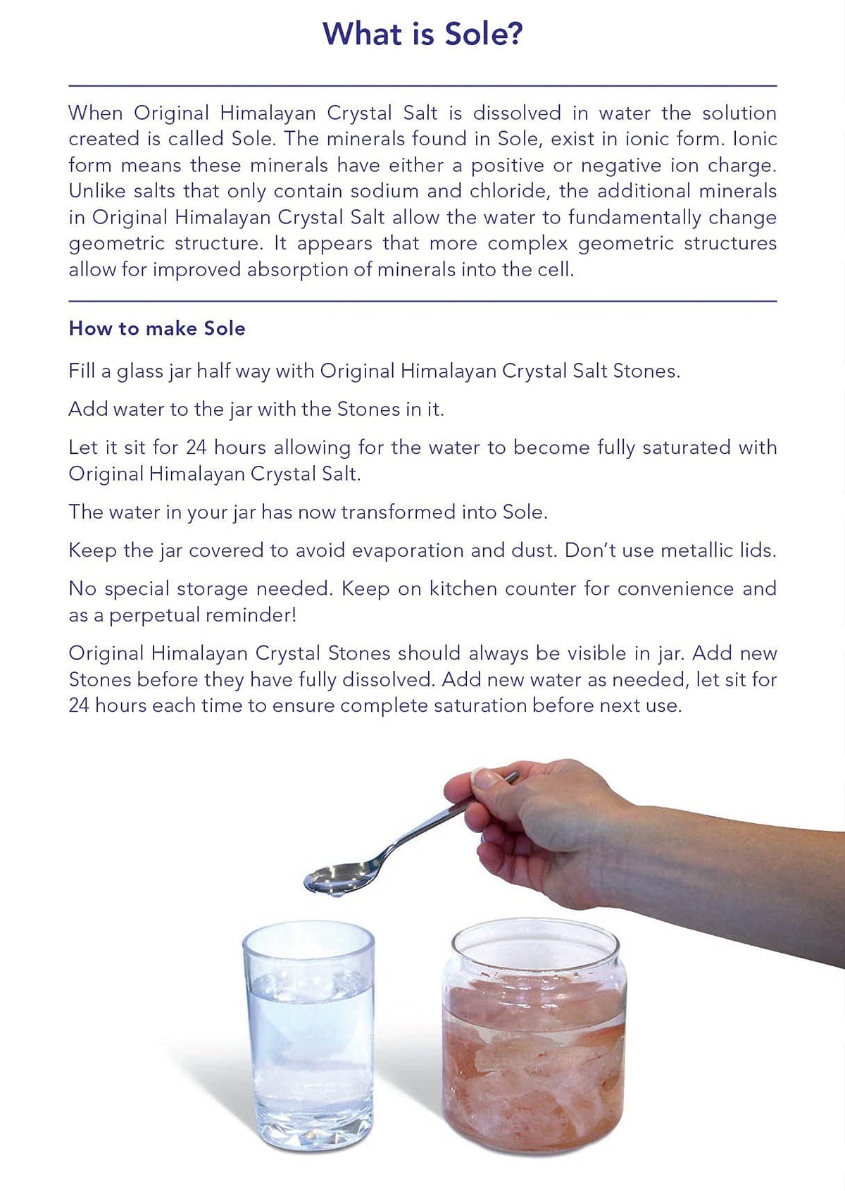 The Original Himalayan Crystal Salt usage guide for daily hydration.