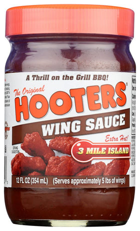 The Original Hooters Wing Sauce 3 Mile Island bottle for grill flavor