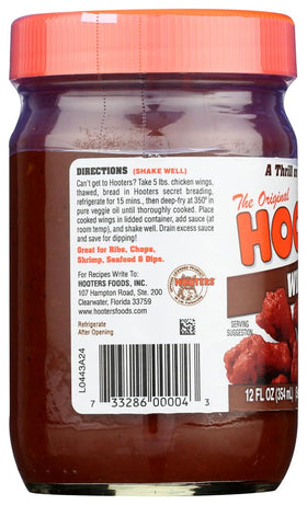 Hooters 3 Mile Island label highlights bold and tangy wing sauce