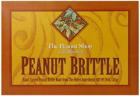 The Peanut Shop brittle box unwraps to reveal giftable peanut brittle