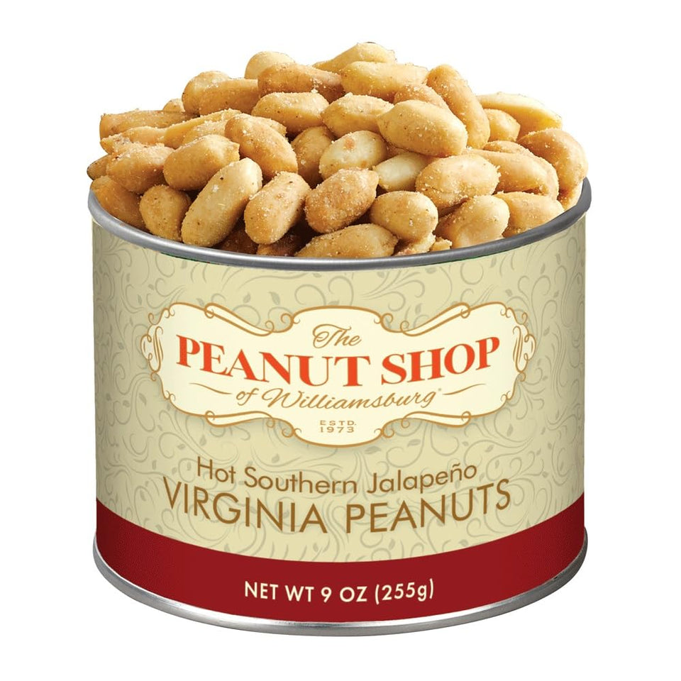 The Peanut Shop of Williamsburg hot jalapeno peanuts offer bold flavor for snacking and sharing.