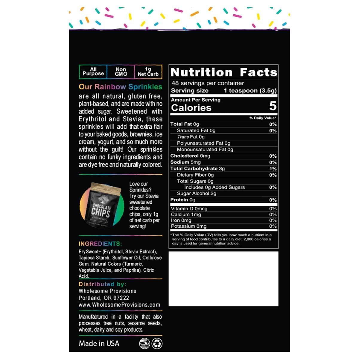 The People's Keto Company rainbow sprinkles close-up, showing color-rich texture and natural coloring.