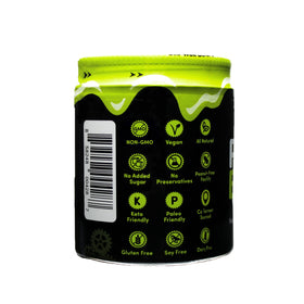The Pistachio Factory pistachio butter jar back shows ingredients and nutrition.