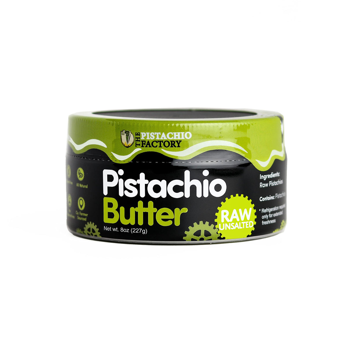 The Pistachio Factory pistachio butter jar ready for a healthy snack.