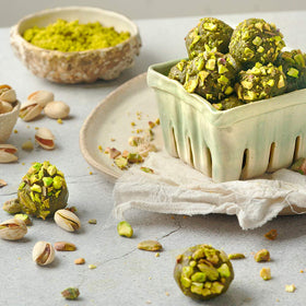 Smooth batter with The Pistachio Factory pistachio flour creates nut-rich muffins