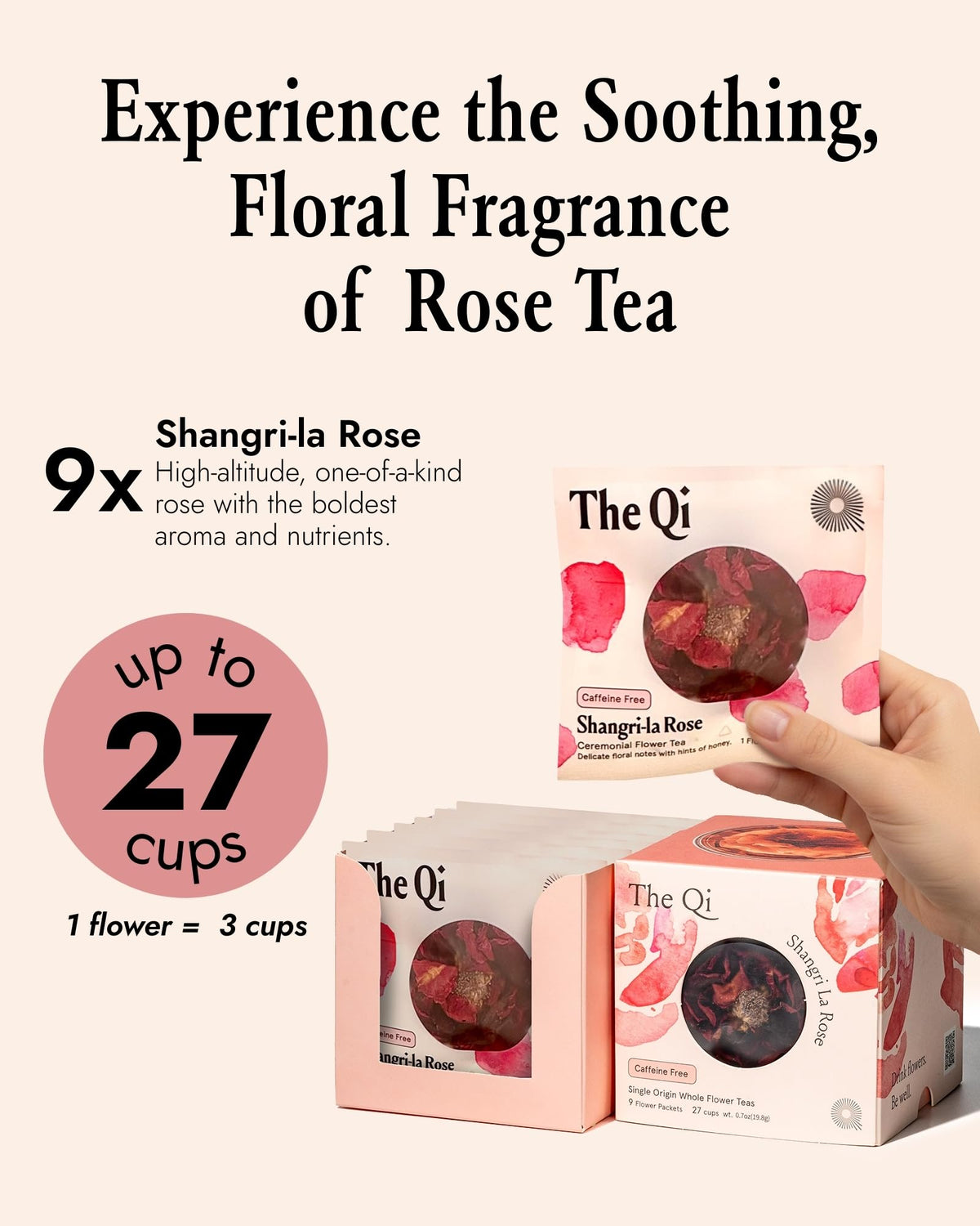 Bloom unfurling in hot water demonstrates a graceful calming ritual with The-Qi Shangri-La.