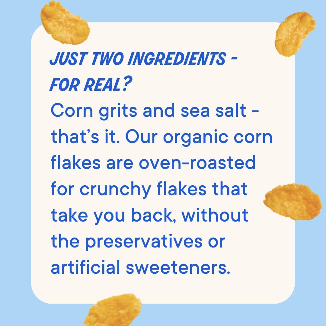 The Real Cereal Company organic corn flakes 3-pack side view, ideal for quick wholesome mornings