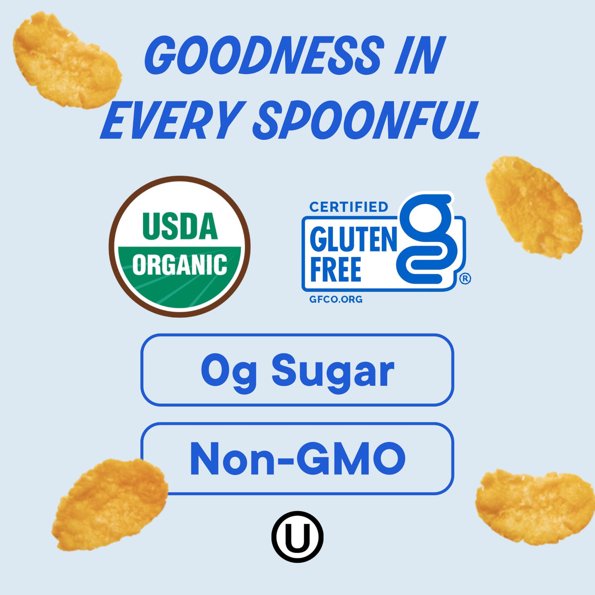 The Real Cereal Company organic corn flakes bowl-serve, crisp texture with zero sugar