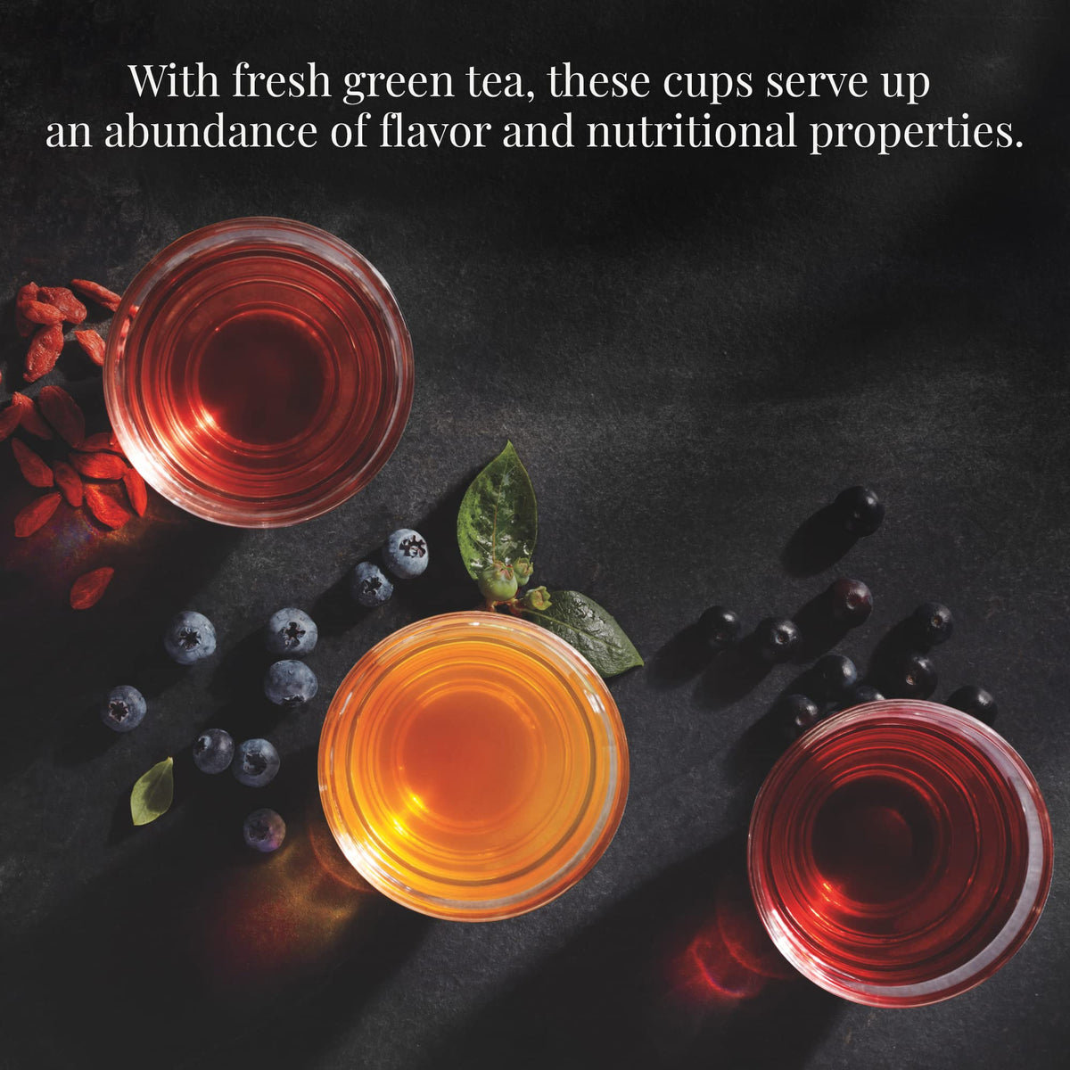 Pouring The Republic of Tea Acai Berry Green Tea reveals a vibrant infusion.