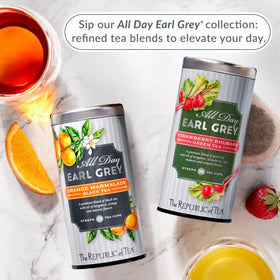 An inviting afternoon tea setting from The Republic of Tea invites calm sips.