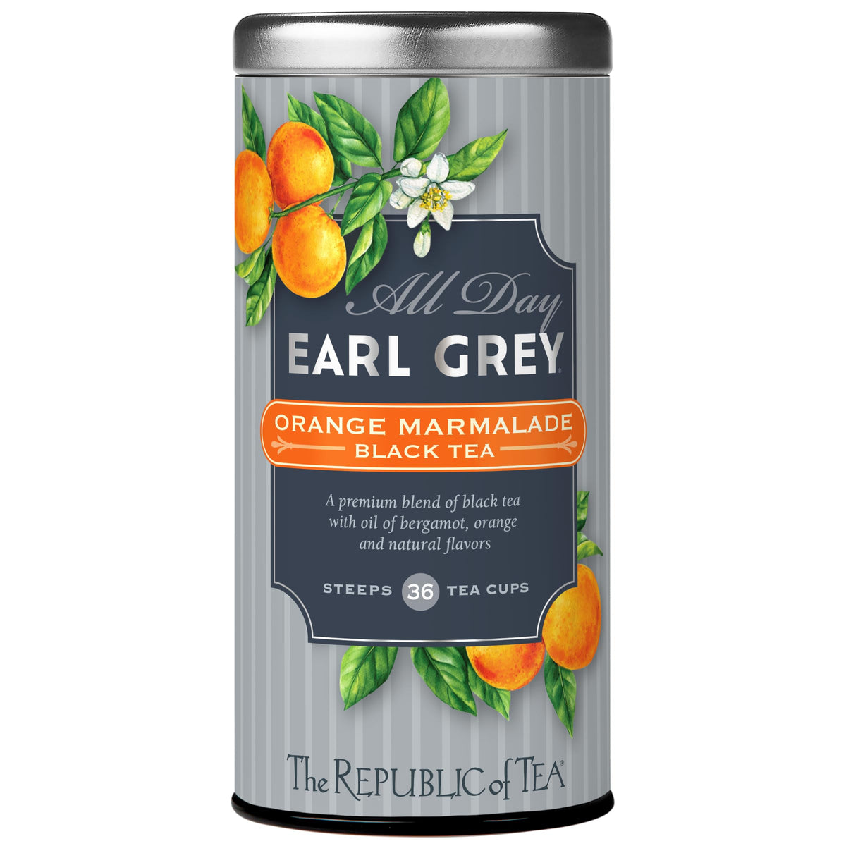 The Republic of Tea All Day Earl Grey Orange Marmalade tea bags for a refined daily ritual.