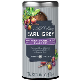 The Republic of Tea All Day Earl Grey Whiskey Vanilla Fig tea pack with bold aroma