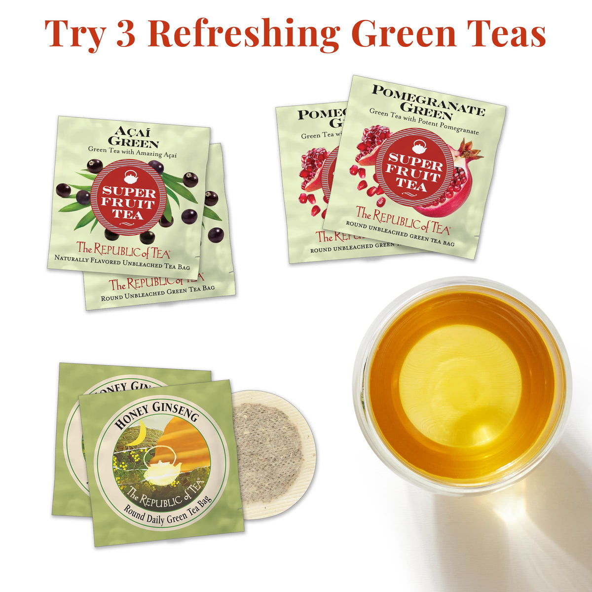 The Republic of Tea assortment invites exploration of black, green, and herbal flavors