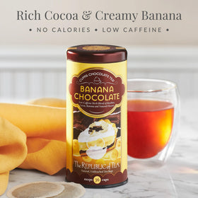 Banana Cuppa Chocolate brewed cup showing creamy aroma and low-caffeine comfort