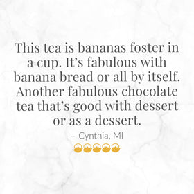 Packaging display of Banana Cuppa Chocolate tea bags, a thoughtful gift option
