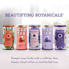 The Republic of Tea Beautifying Botanicals Berry Aloe lifestyle moment emphasizes calm breaks.