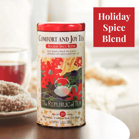 The Republic of Tea Comfort and Joy delivers warmth with a robust black tea base.