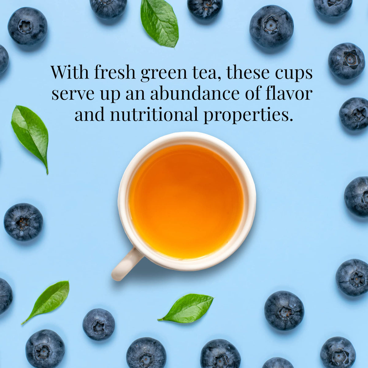 The Republic of Tea Blueberry Green Superfruit Tea steeping cup with aroma ready to enjoy.