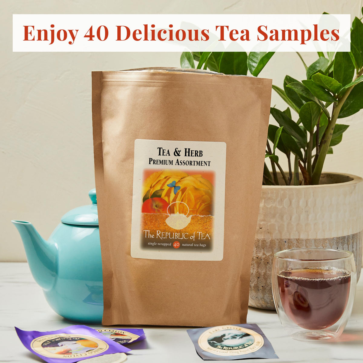 The Republic of Tea box with brewing instructions, helping you brew a consistent cup