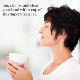 The Republic of Tea Brain Boost SuperGreen box highlights premium matcha.