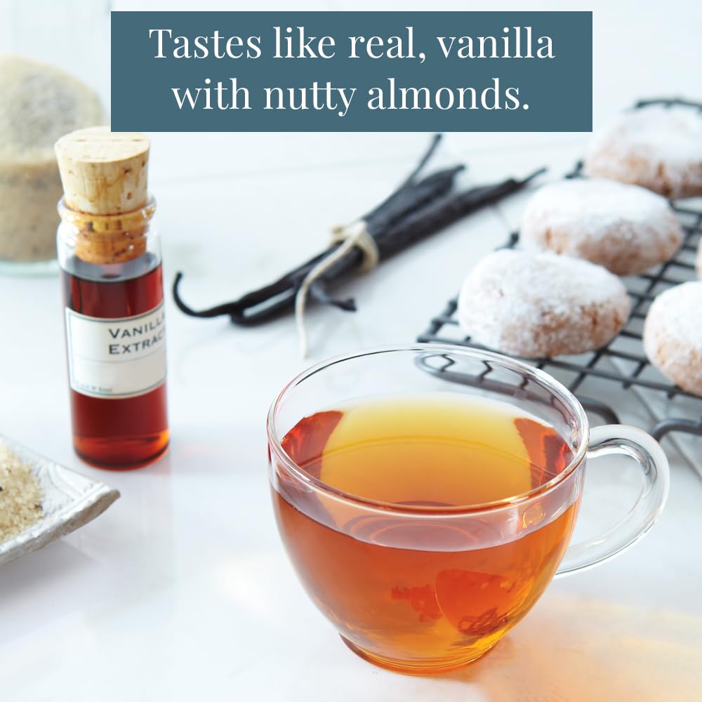 Brewing vanilla almond black tea releases rich aroma and a smooth, flavorful finish.