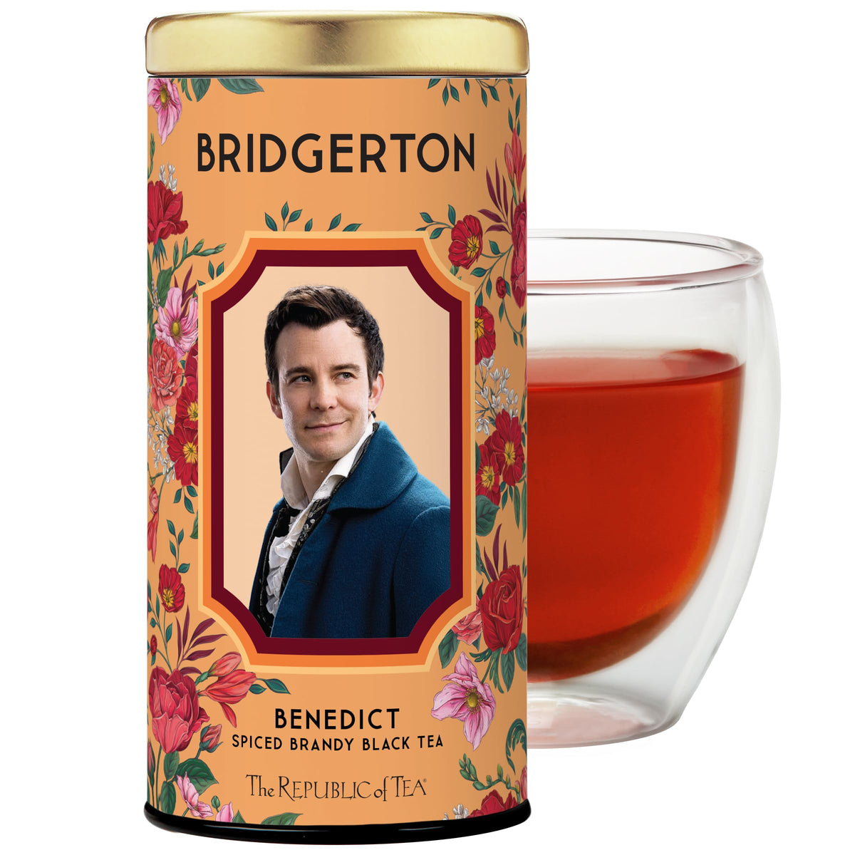 The Republic of Tea Bridgerton Benedict Spiced Brandy Tea bags in cup, ready to steep
