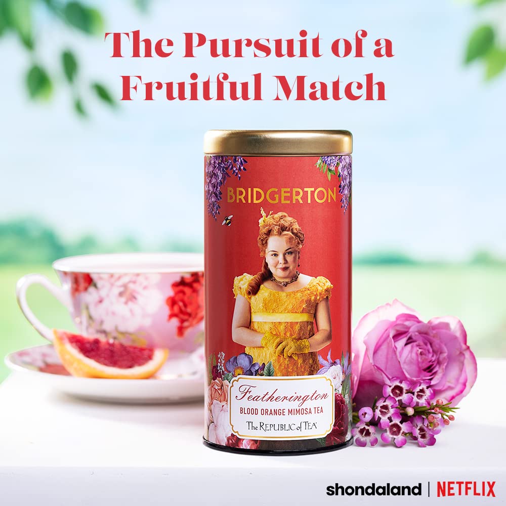The Republic of Tea Bridgerton Featherington tea box showcasing premium blends for elegant tea time.