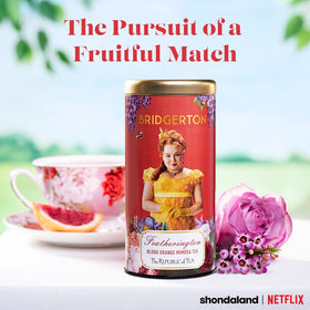 The Republic of Tea Bridgerton Featherington tea box showcasing premium blends for elegant tea time.
