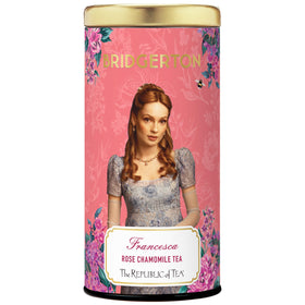 The Republic of Tea Bridgerton Francesca Rose Chamomile tea bags for a calming evening ritual.