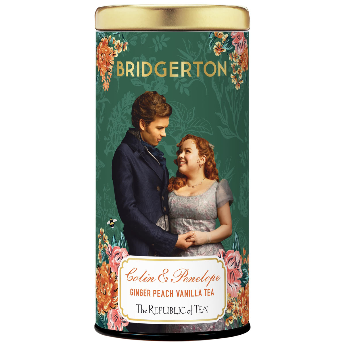 The Republic of Tea Bridgerton ginger peach vanilla tea bags for a fragrant afternoon ritual.