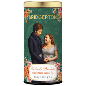 The Republic of Tea Bridgerton ginger peach vanilla tea bags for a fragrant afternoon ritual.