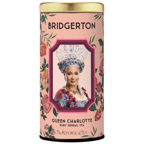 The Republic of Tea Bridgerton Queen Charlotte Ruby tea bag ready for a regal brew