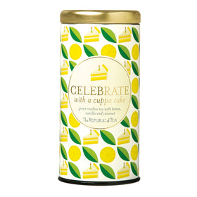 The Republic of Tea Celebrate With A Cuppa Cake gift tin ideal for gifting.